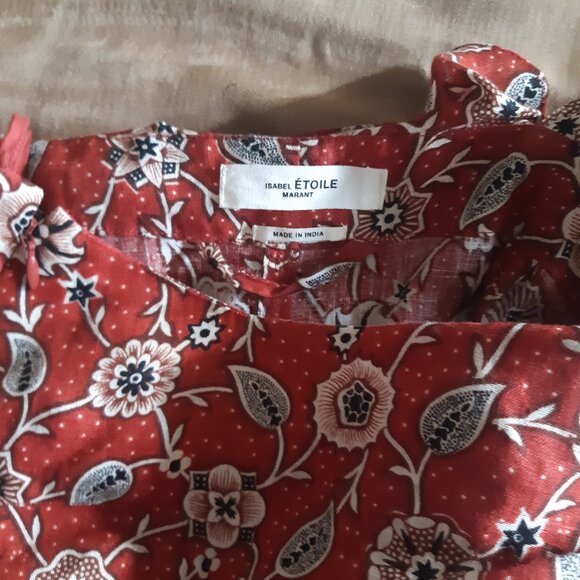 mini dress floral print linen ruffle - Picture 11 of 16